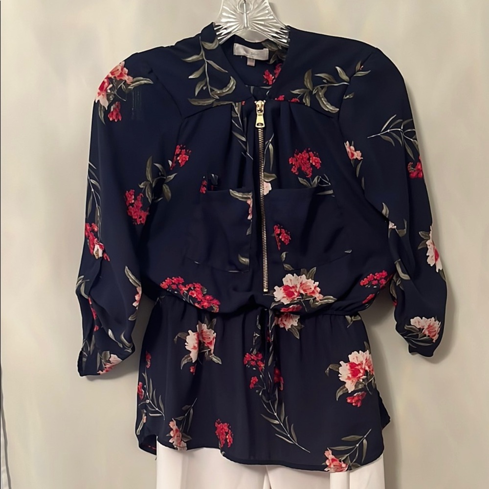 Stella Tweed Blue Boxy 3/4 Sleeve Blouse